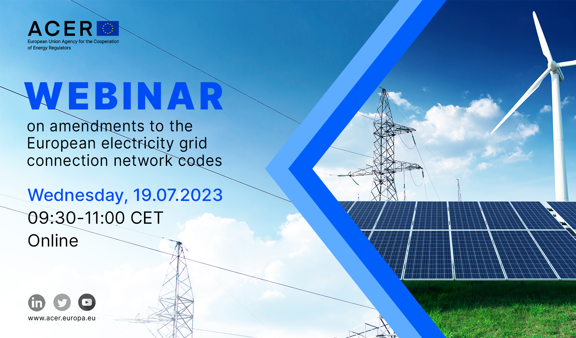 ACER webinar on amendments to the European electricity grid connection network codes