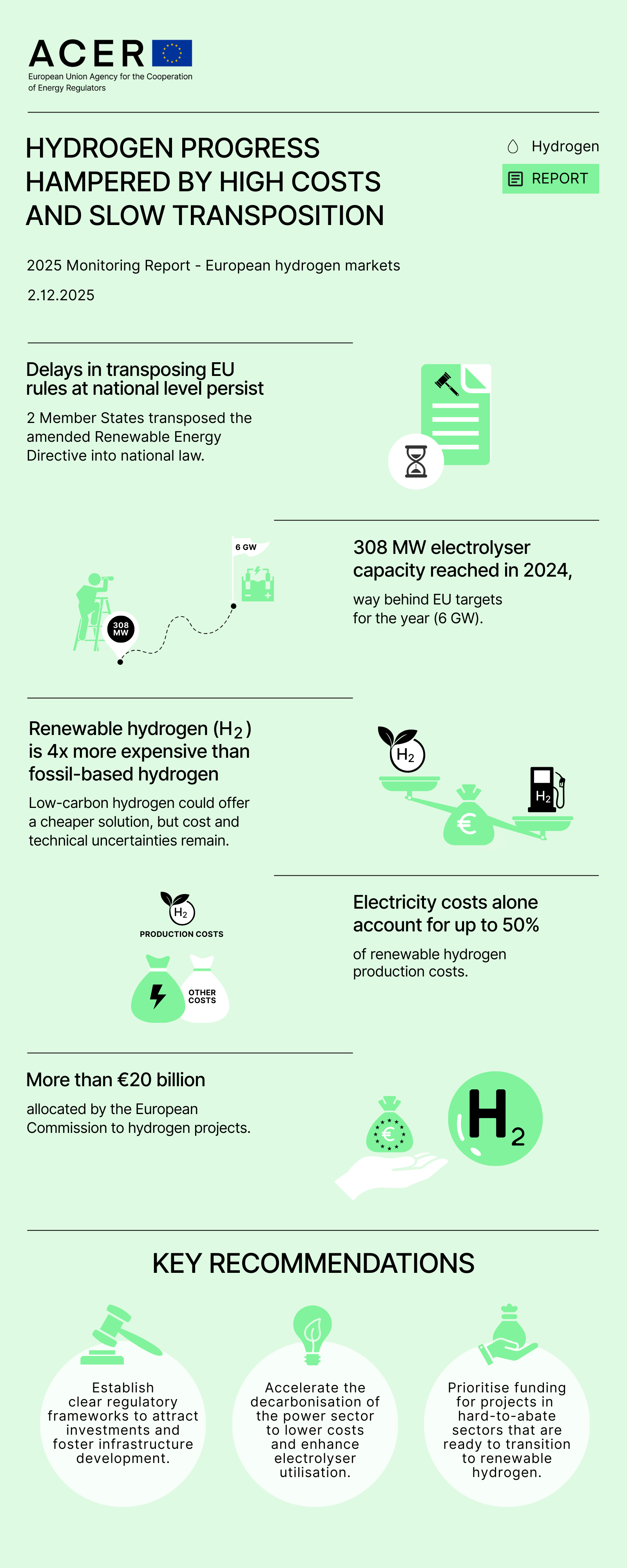 Hydrogen progress hampered by high costs and slow transposition - 2025 Monitoring Report