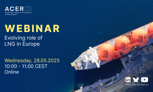 ACER event banner for LNG webinar on 28 May at 10:00 CEST