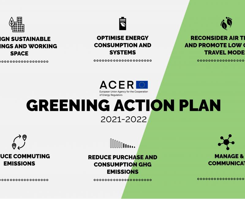 ACER Greening Action Plan, infographics, steps
