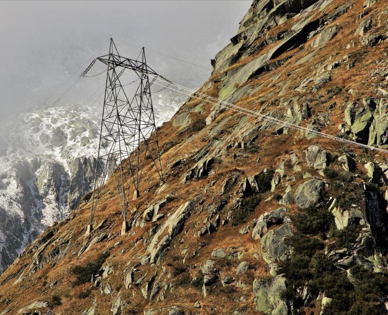 Electricity pylon in the mountains