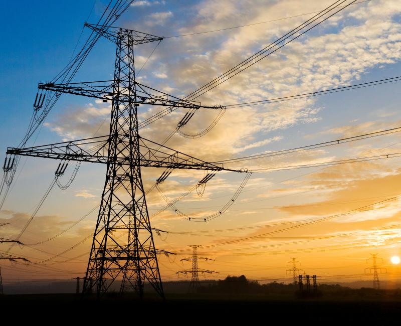 Electricity pylon and power lines