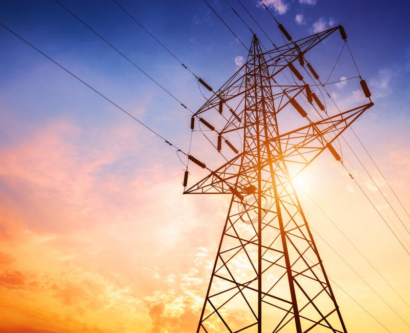 Electricity pylon and power lines