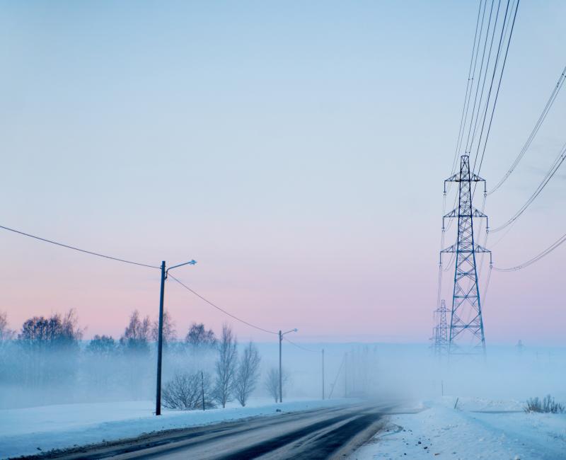 Winter electricity pylon