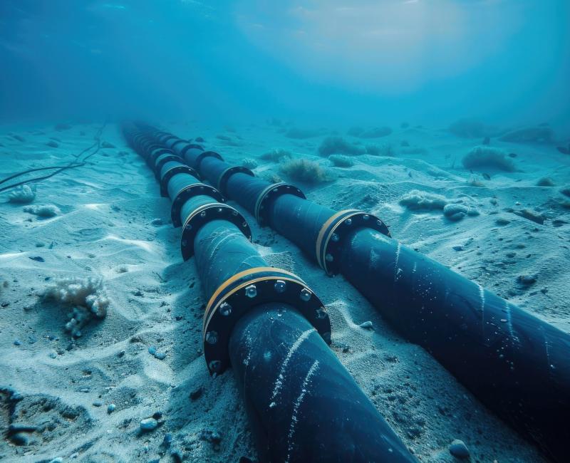 Underwater gas pipes
