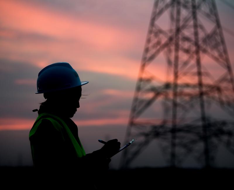 Worker electricity pylon