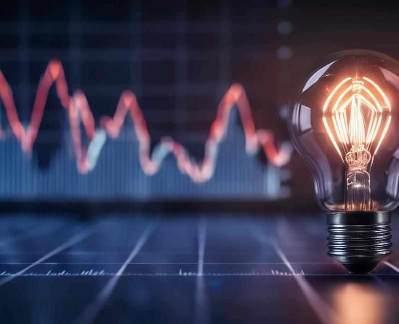 Light bulb and data background