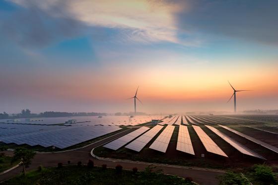 Renewable energy wind turbines solar panels