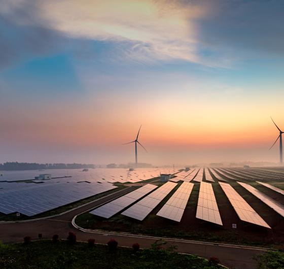 Renewable energy wind turbines solar panels